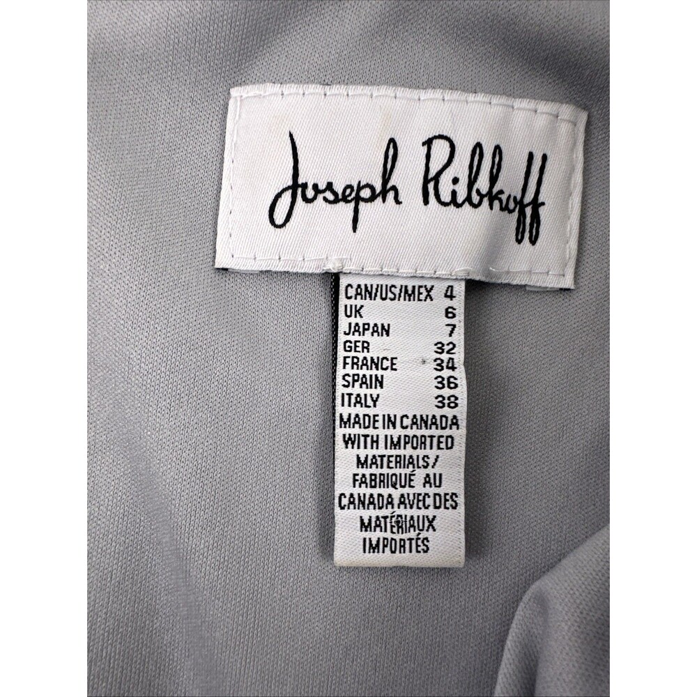 Joseph Ribkoff Dress Gray Chiffon Ruffle Shawl V-Neck Womens 4 - Picture 8 of 12